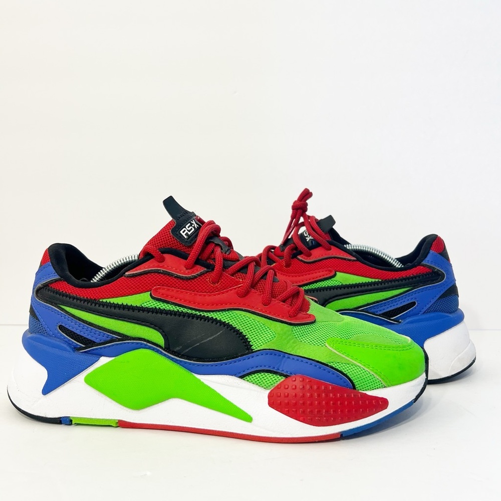 Men’s Puma RS-X³ Tailored Sneakers Fluo Green Black-Dazzling Blue Men’s Size 7.5